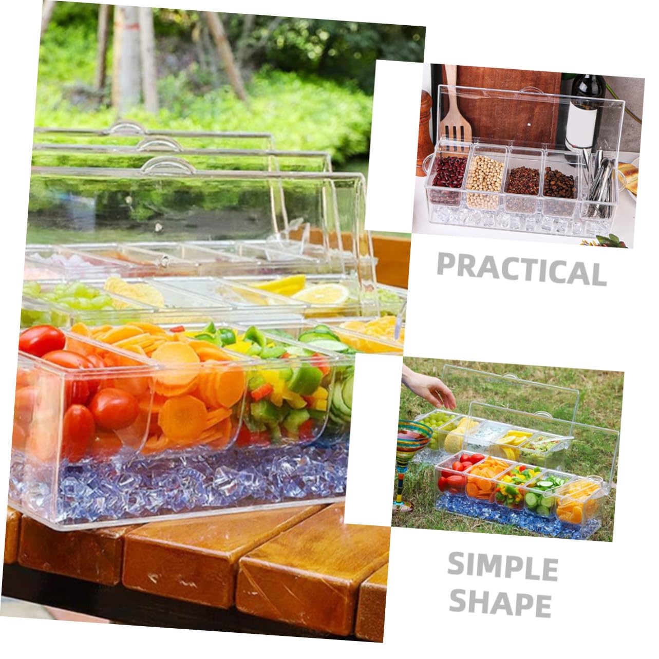 ULTECHNOVO Scomparti Contenitori Spezie con e Cucchiaio Barattoli Condimenti in Plastica per Cucina Vassoio per Spezie e Frutta Design Moderno e Capienza per e Riutilizzabile