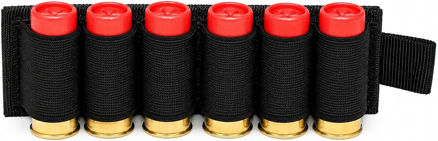 TRINITY 6-Shell Shotgun Shell Holder for Remington 870 | 12 Gauge Receiver-Mounted Ammo Carrier Pouch with Hook & Loop | Tactical Hunting Reload Accessory