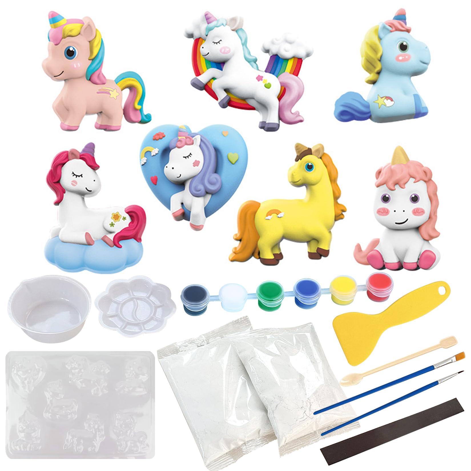 JurciCat Set De Escayola Manualidades Moldear Figuras Infantiles De Escayola Para Moldear y Yeso Manualidades Pintar Niños a Partir De 6 Años Regalo Para Manualidades Para Niños y Niñas