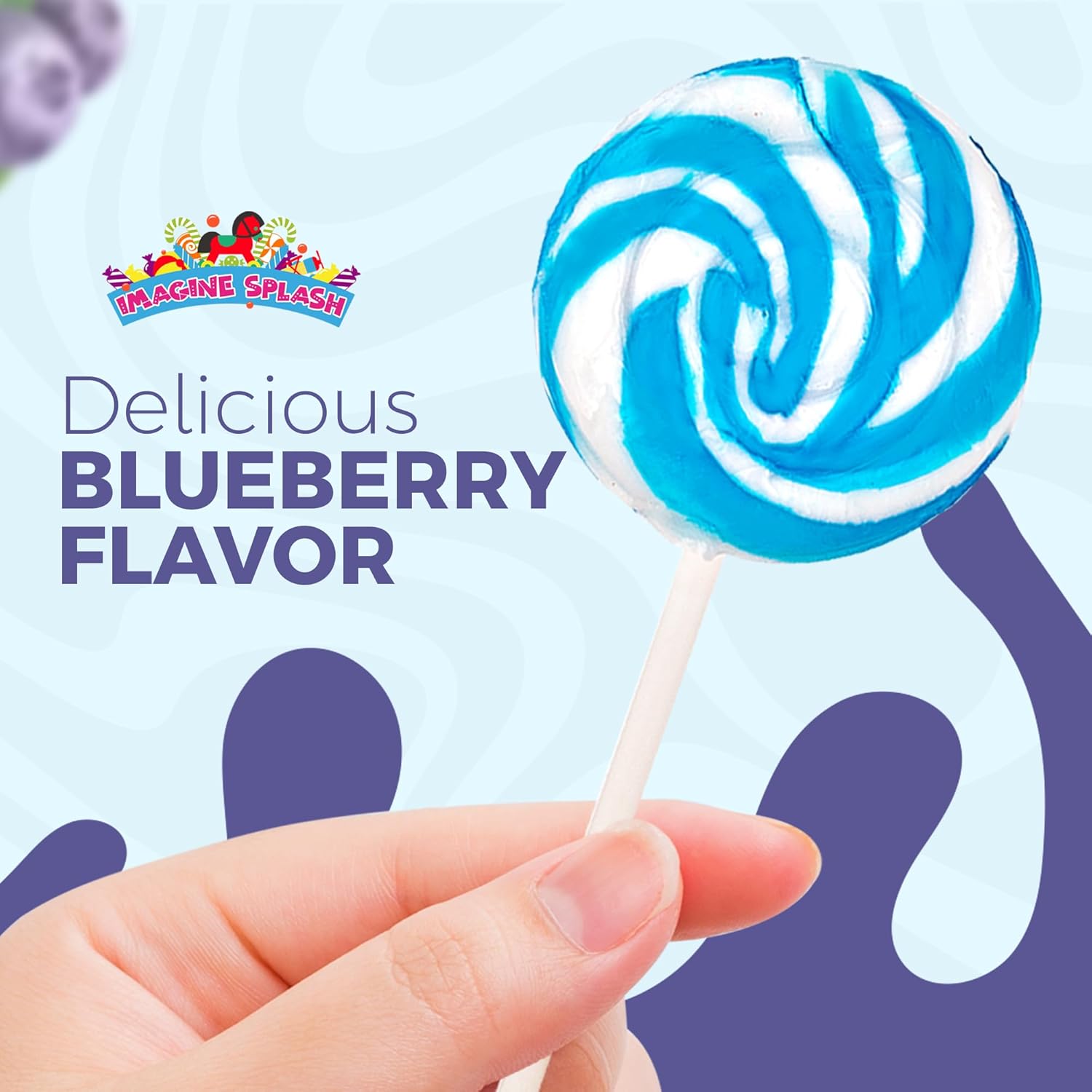 Blue & White Swirl Lollipops – 80 Pack Individually Wrapped – Party Favors, Baby Showers, Gluten-Free, Vegan, Bulk Candy