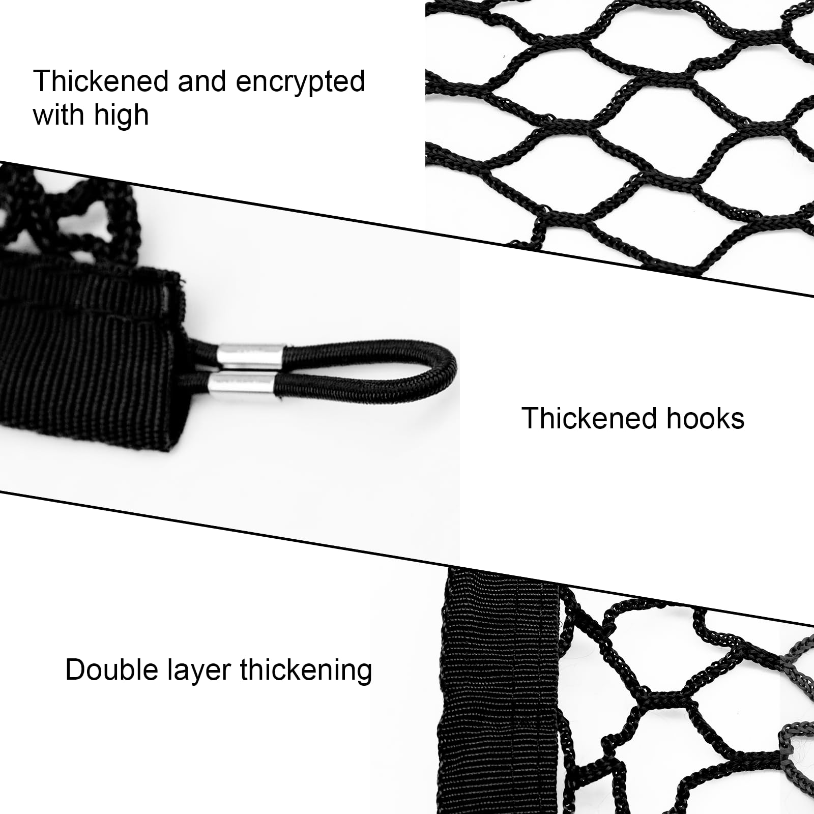 Kofferraumnetz-Set – Superelastisches Gepäckschutznetz Mit 4 Haken, 4 D-Schnallen & 4 Schrauben Für Auto-Kofferraum
