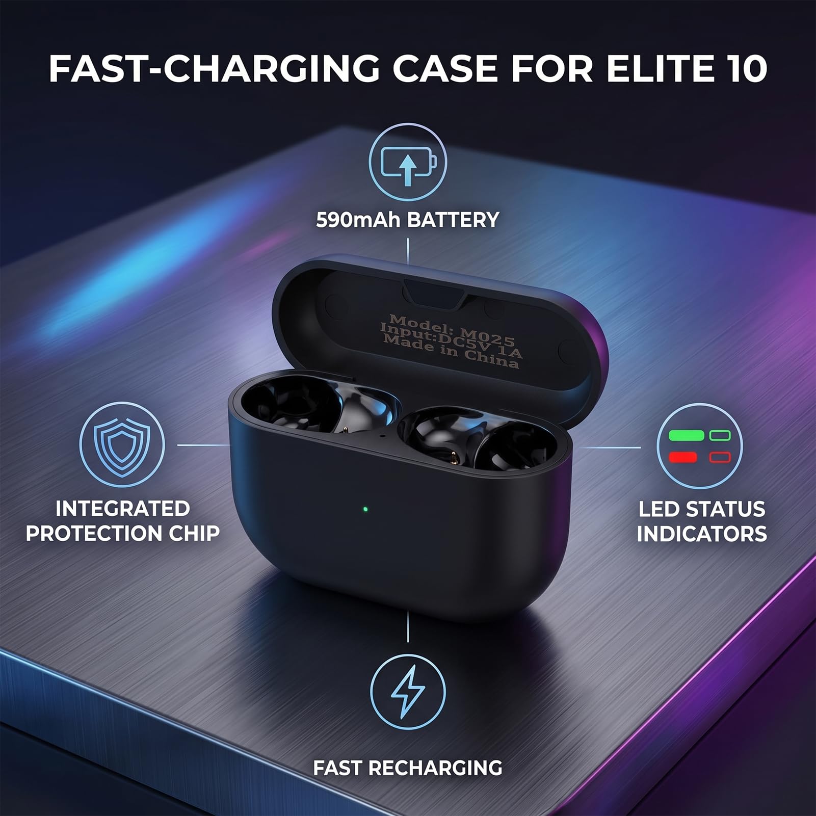 Garsent Case de Charge pour 10, Cassette du Chargeur de Remplacement du Chargeur pour 10 Écouteurs, Capacité 700mAh