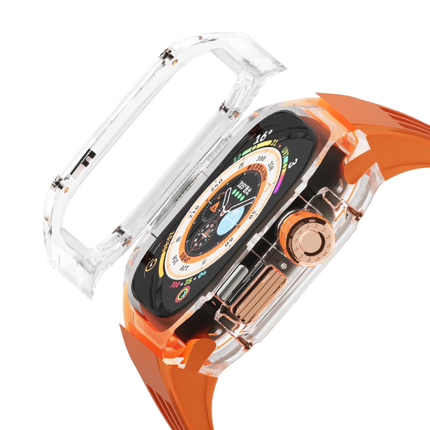 Luksusowy zestaw do modyfikacji do Apple Watch Ultra 49 mm przezroczysta obudowa do iWatch serii 49 mm sportowa gumowa opaska zestaw akcesoria