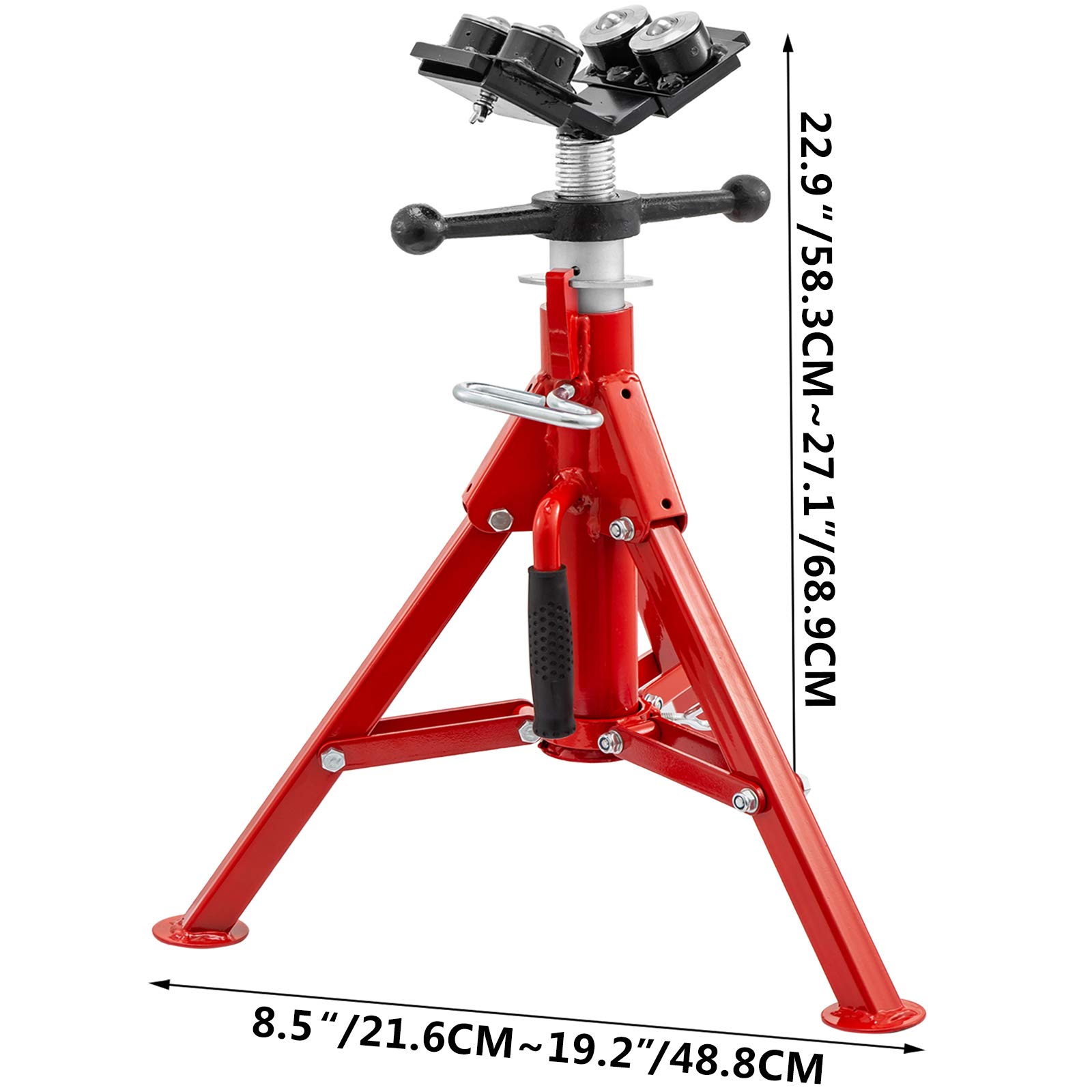 Mophorn Pipe Jack Stand With 4Ball Transfer VHead and Folding Legs 4500LB Welding Pipe Stand