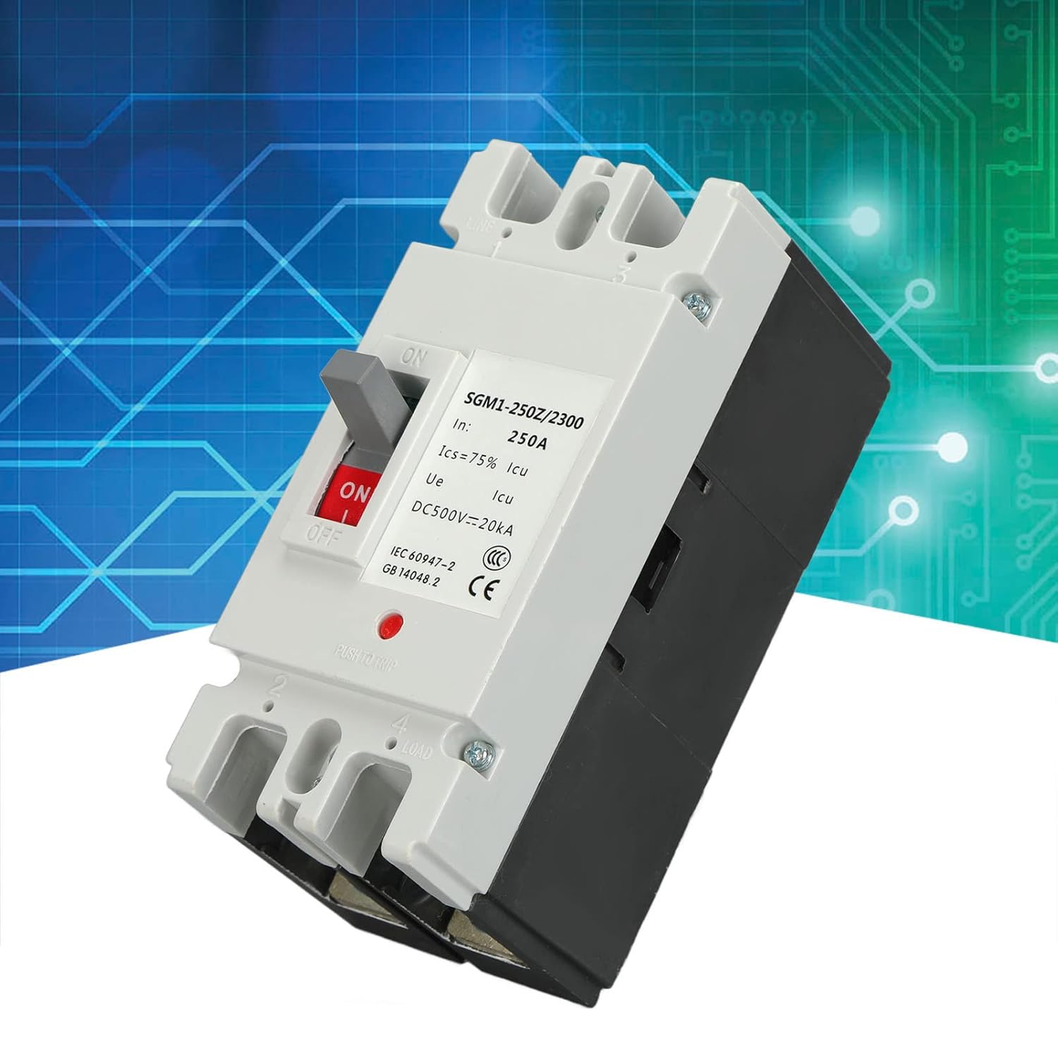 DC Miniature Circuit Breaker, 2 Pole 250 Amp 500V MCCB Isolator for Solar PV System and Other DC System,Thermal Magnetic Trip, DIN Rail Mount, DC Disconnect Switch