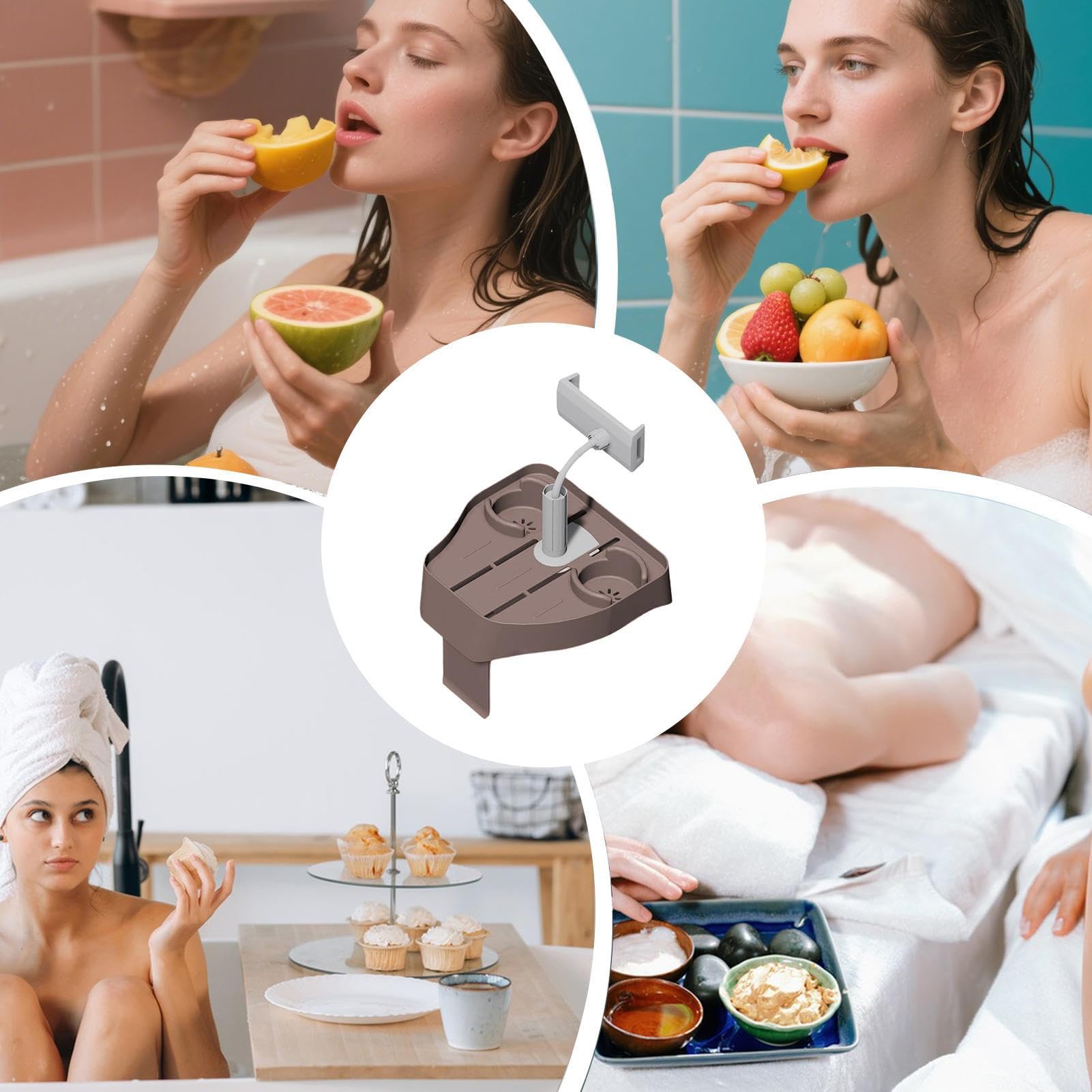 Bandeja flotante multifuncional para bebidas con 2 portavasos, ajustable, antideslizante, para piscina y bañera, almacenamiento perfecto para bebidas y aperitivos