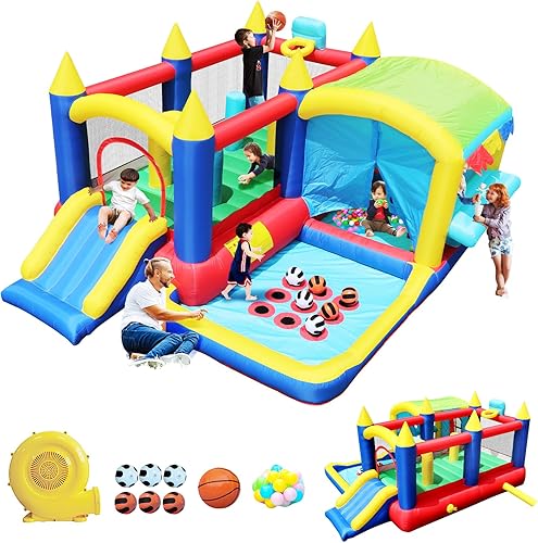 Toboganes inflables con casa de rebote, parque infantil de estilo familiar, regalo maravilloso para tus hijos, en interiores o exteriores