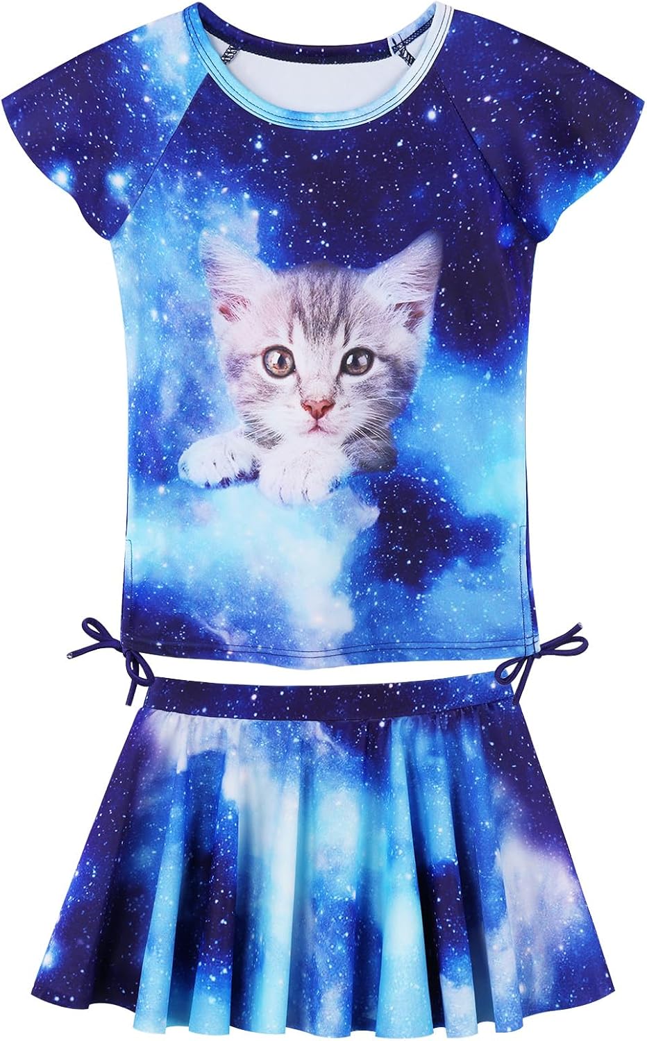 Girls Rash Guard 2 Pieces Bathing Suit UPF50+ Swimsuit with Swimming Skirt Swimwear 2-14Y
