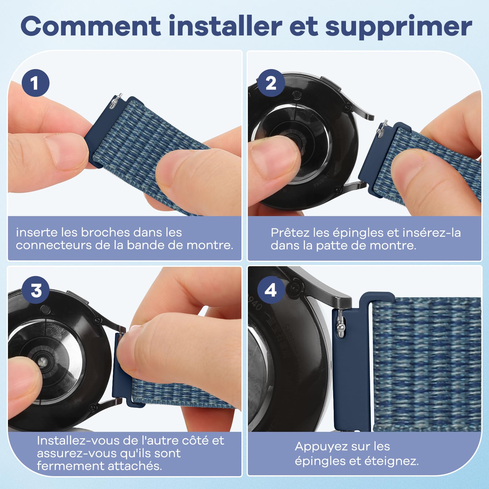 20mm Bracelet Montre en Nylon pour Garmin Forerunner 55/165/245/645/Vivoactive 6/5/Garmin Venu/Venu 2 Plus/Amazfit Active 2/Active/Polar Ignite 3/lgnite 2/Unite/COROS APEX 2/Pace 2 Bracelet