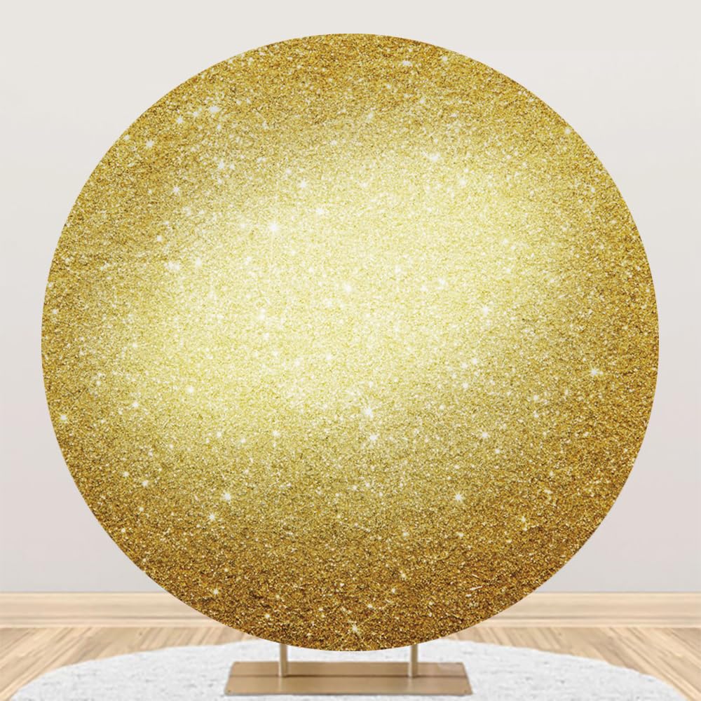 Ttinccer Oro Glitter Sfondo 230cm Bokeh Punti Scintillanti Festa di Compleanno Rotondo Sfondo Copertura Paillettes Lucide Matrimonio Sposa Doccia Decorazione Banner