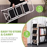 3 Step Ladder, SPIEEK Folding Step Stool with Wide Anti-Slip Pedal, 330lbs Capacity Portable Lightweight Ladders for Home Kitchen Outdoor, White