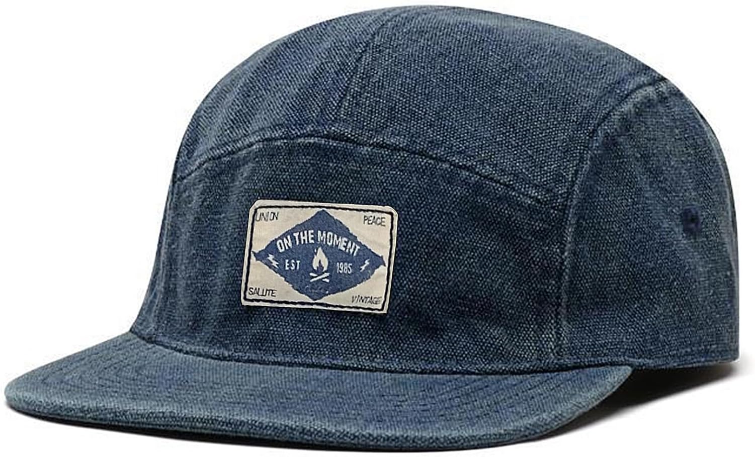 Unisex Cotton Linen Denim Snapback Baseball Caps Washed Adjustable Flat Bill Hat Outdoor Sun Protection Sports/Casual Strapback Cap Vintage Breathable 5 Panel Hip Hop/Biker/Trucker Cap 56-58cm