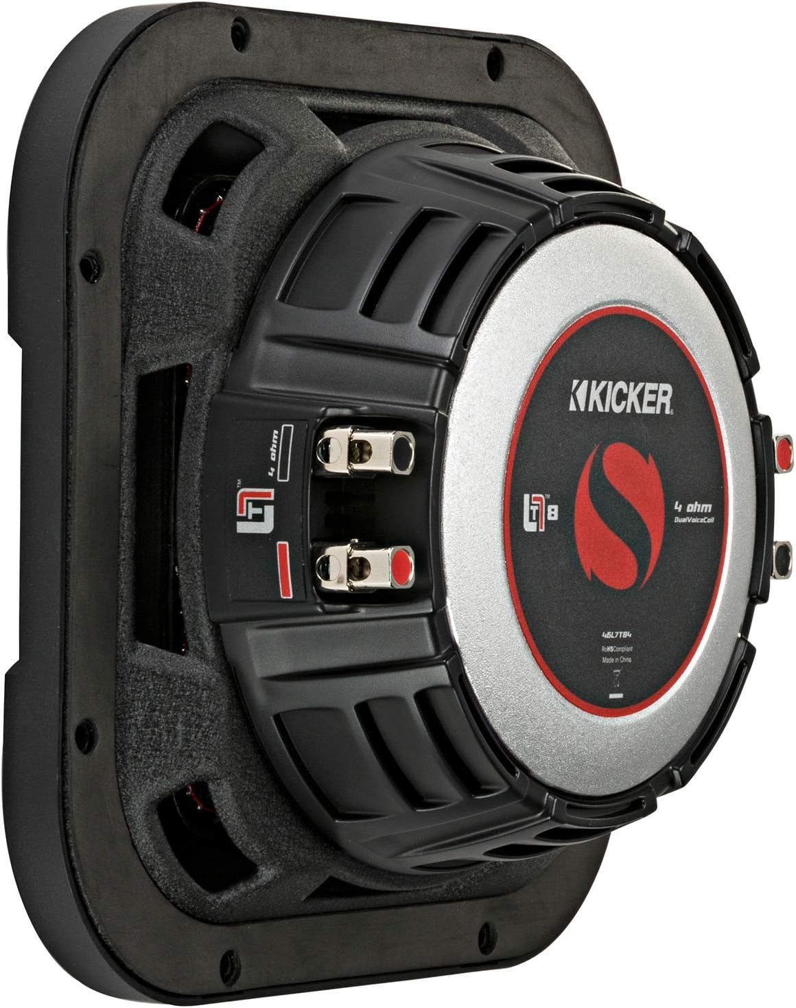 KICKER 46L7T84 L7T L7-Thin 8-Inch (20cm) Subwoofer, Dual Voice Coil, 4-Ohm, 350 Watt