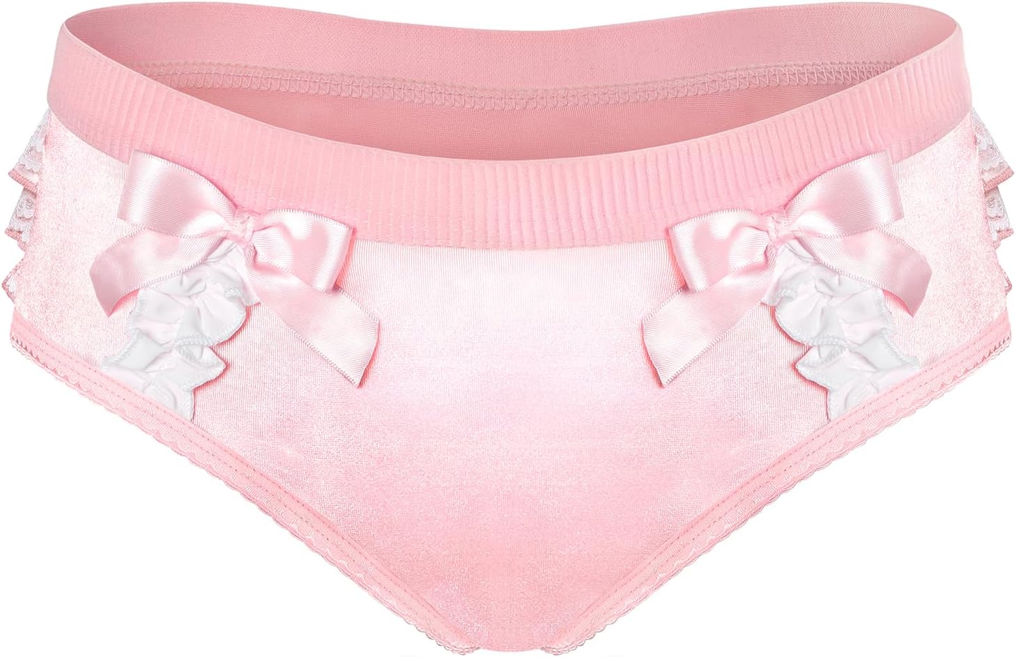 Littleforbig Women's Ladies Soft Underwear Comfortable Hipster Briefs Pretty Satin Over Ruffled Lace Bow Panties - Image 6