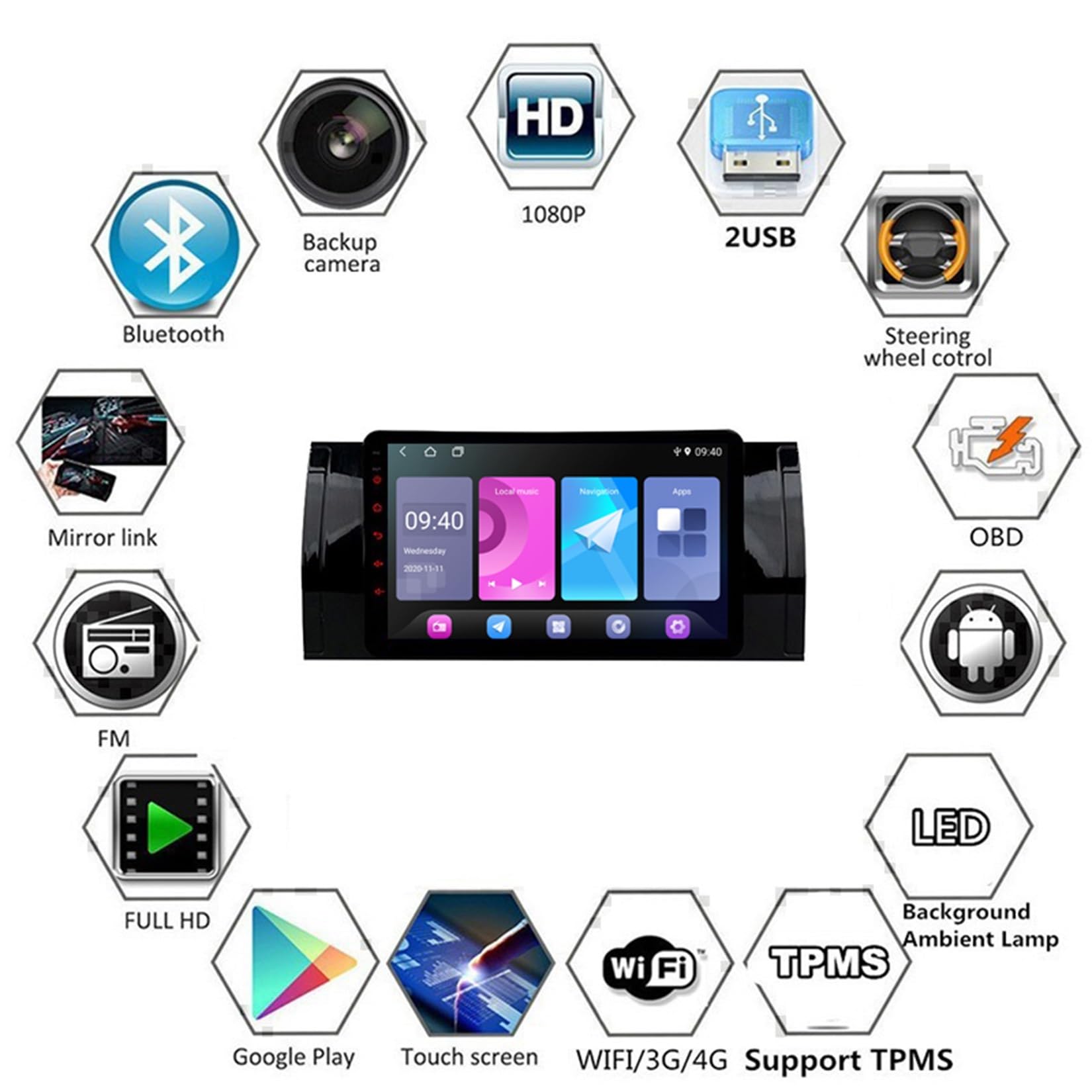 8-calowy ekran dotykowy Carplay Car Android 15 Radio samochodowe dla BMW E39 z bezprzewodową funkcją Carplay Android Auto kamera cofania nawigacja GPS(W2-4 Core Wifi 1+32GB)