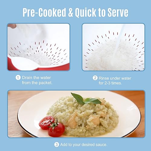 Miniatura 5 de Hethstia Arroz Shirataki, 10 paquetes de arroz konjac sin gluten, bajo en carbohidratos, apto para dieta keto y paleo, sin azúcar, vegano, bajo en