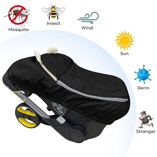 Miniatura 3 de Fundas de invierno para asiento de automóvil para bebé, 2 en 1, cubierta de invierno para cochecito de bebé, cubierta de toldos con cremallera, tela