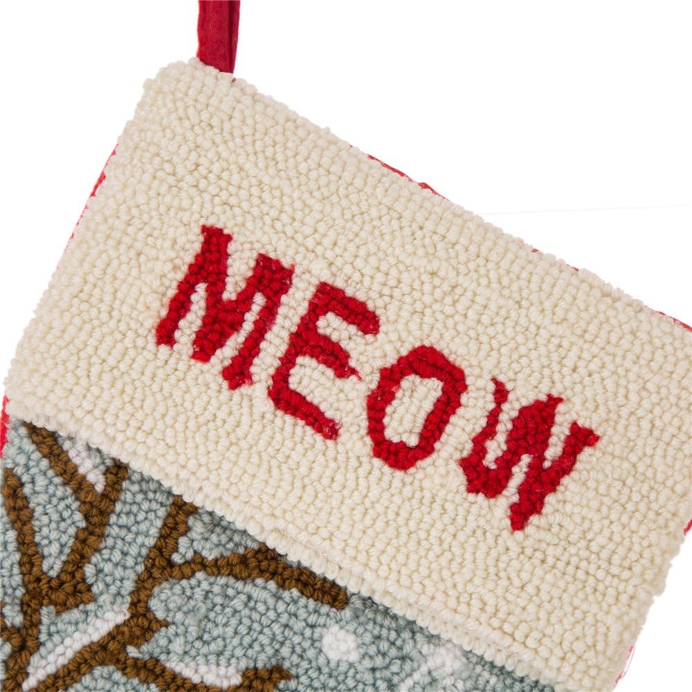 Glitzhome 19" L Cat Dog Christmas Stocking Oversize Handmade Hooked Xmas Fireplace Hanging Stockings Decoration Stockings Decorations for Family Holiday Season Party Decor, 2Packs