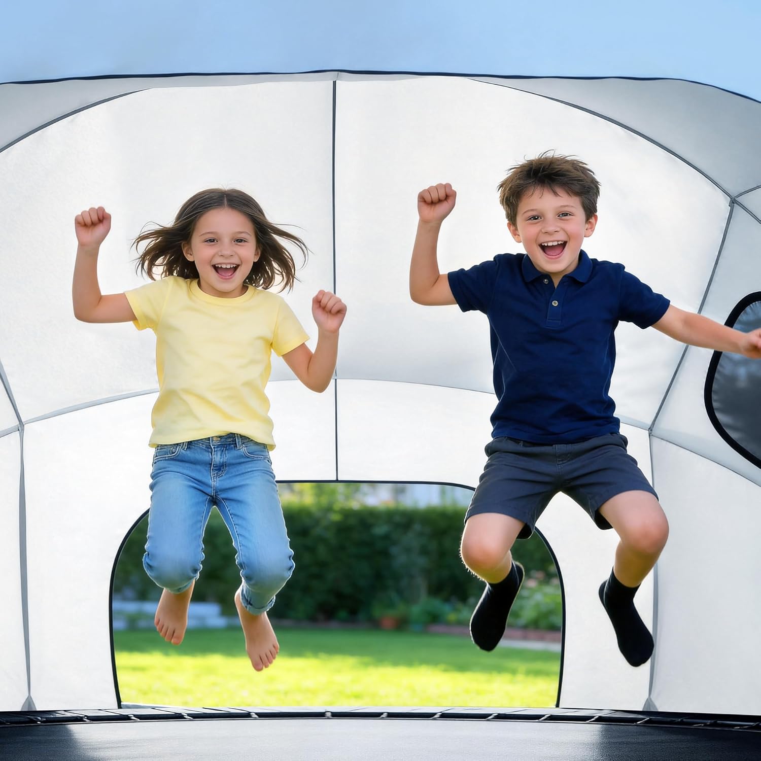 BALAPET 14FT Trampoline Tent Cover with Poles, Waterproof 210D Oxford Dome Trampoline Tent, Outdoor Trampoline Shelter with Windows & Zipper Door, Includes Storage Bag – Trampoline Not Included