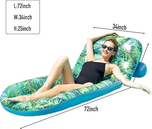 Miniatura 6 de FindUWill Flotadores de piscina para adultos, paquete de 2 flotadores de piscina, flotadores inflables de piscina con soporte para tazas, respaldo,