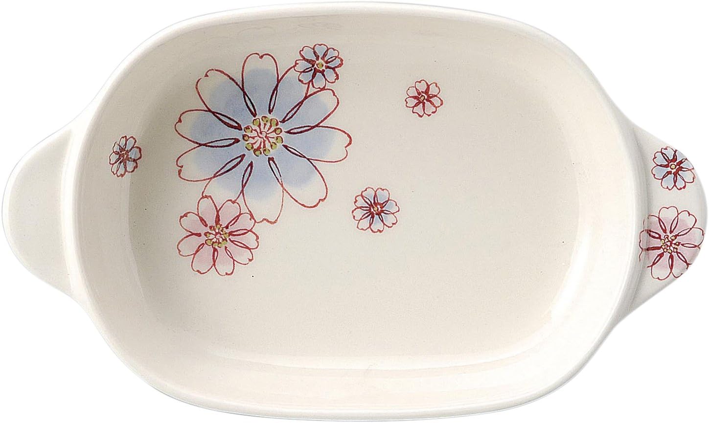 Banko Ware 14619 Oven-Safe Au Gratin Dish, Blue Marie, Diameter Approx. 8.7 inches (22 cm), Microwave Safe, Made in Japan