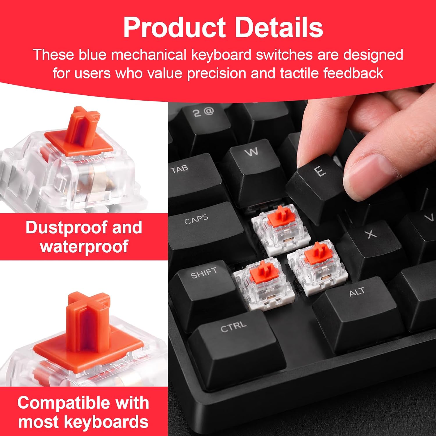 Keyboard Switches 3-Pin Tactile Red
