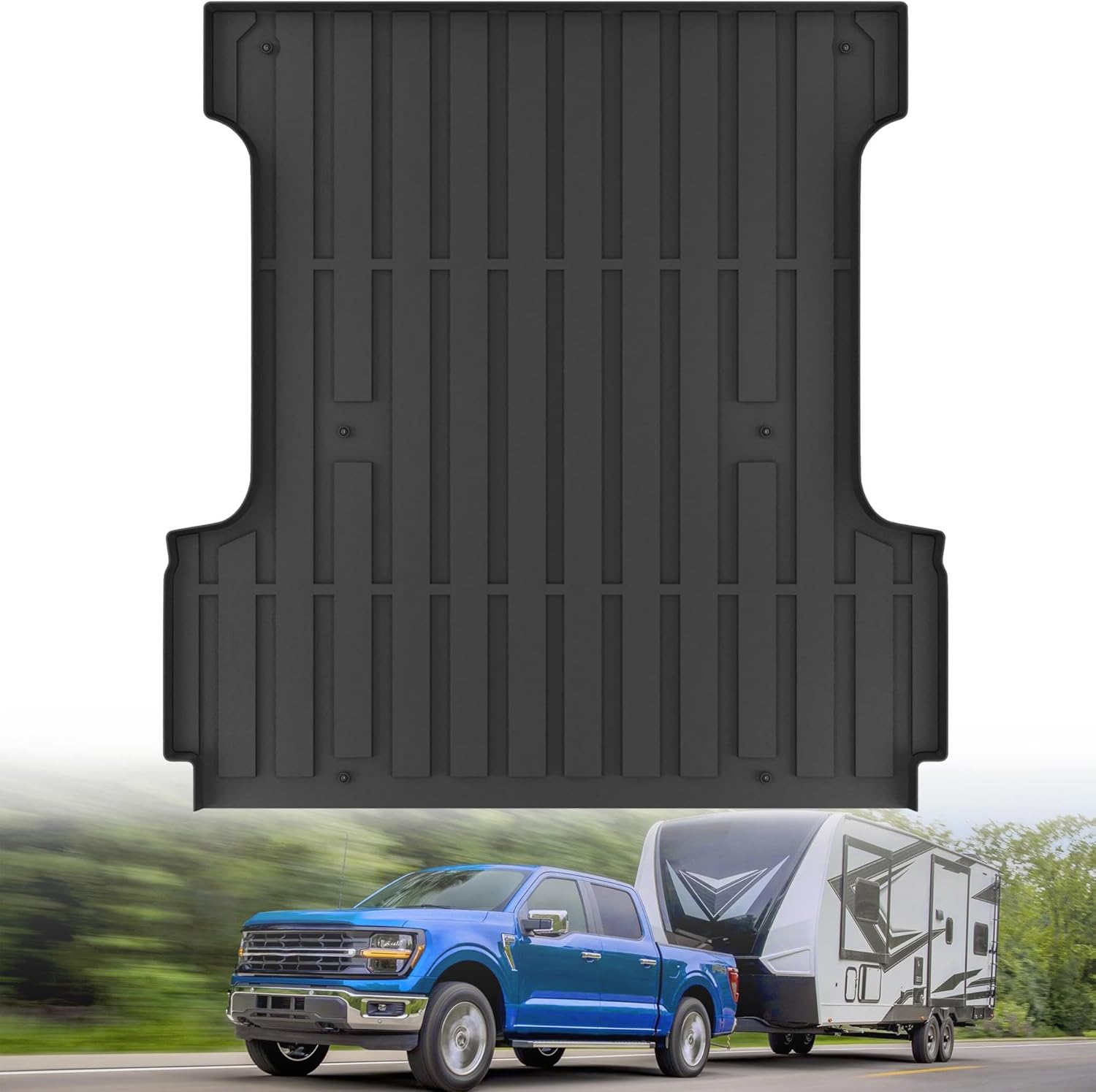 KARPAL Truck Bed Mat for 2015-2023 Ford F150 & Lightning (5.5FT Bed), TPE All Weather Truck Bed Liner Cargo Trunk Accessories Pickup Liner