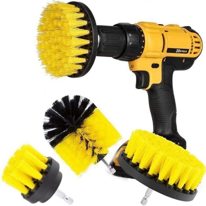 Original Drill Brush 360 Attachments 3 Pack kit Medium Yellow All Purpose Cleaner