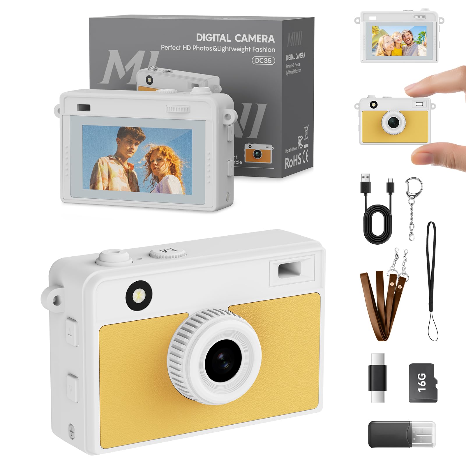 Keychain Camera, 16GB Mini Digital Camera with 2K 20MP & 5 Filters, Mini Camera for Travel and Vlog, Friends Birthday Gifts, Bag Charm-picture-27