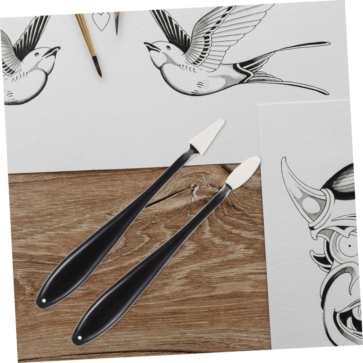 ETHZZLE Art Sketch Wipe Tool with Sandpaper Pencil Sharpener and Drawing Sponge Pads Precision Paper Stumps for Blending and Smudging Portable Drawing Tools for Artists and Sketching