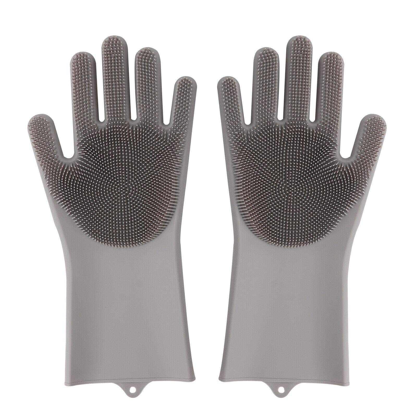 HoitoDeals 1 Pair Magic Silicone Rubber Gloves For Dish Washing Kitchen Cleaning Scrubber Gloves