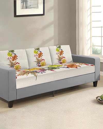 Miniatura 2 de Fundas de cojín para sofá de hoja de arce otoñal, funda elástica para sofá con parte inferior elástica, fundas de sofá rústicas de otoño botánico de