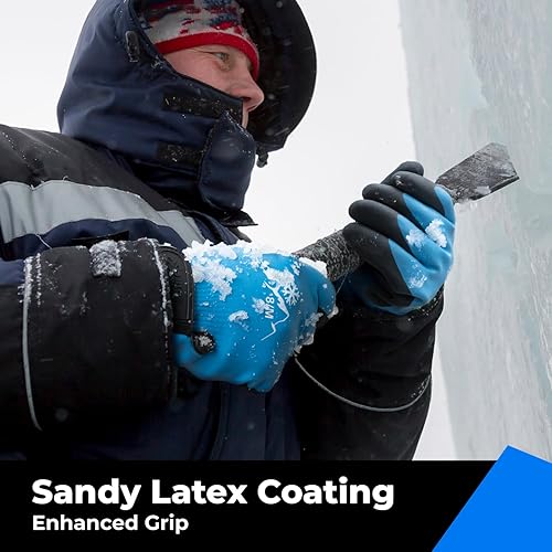 Miniatura 4 de Guantes 100% impermeables para hombres y mujeres, aptos para pantalla táctil, trabajo de invierno y clima frío, aislamiento térmico, agarre, azul,