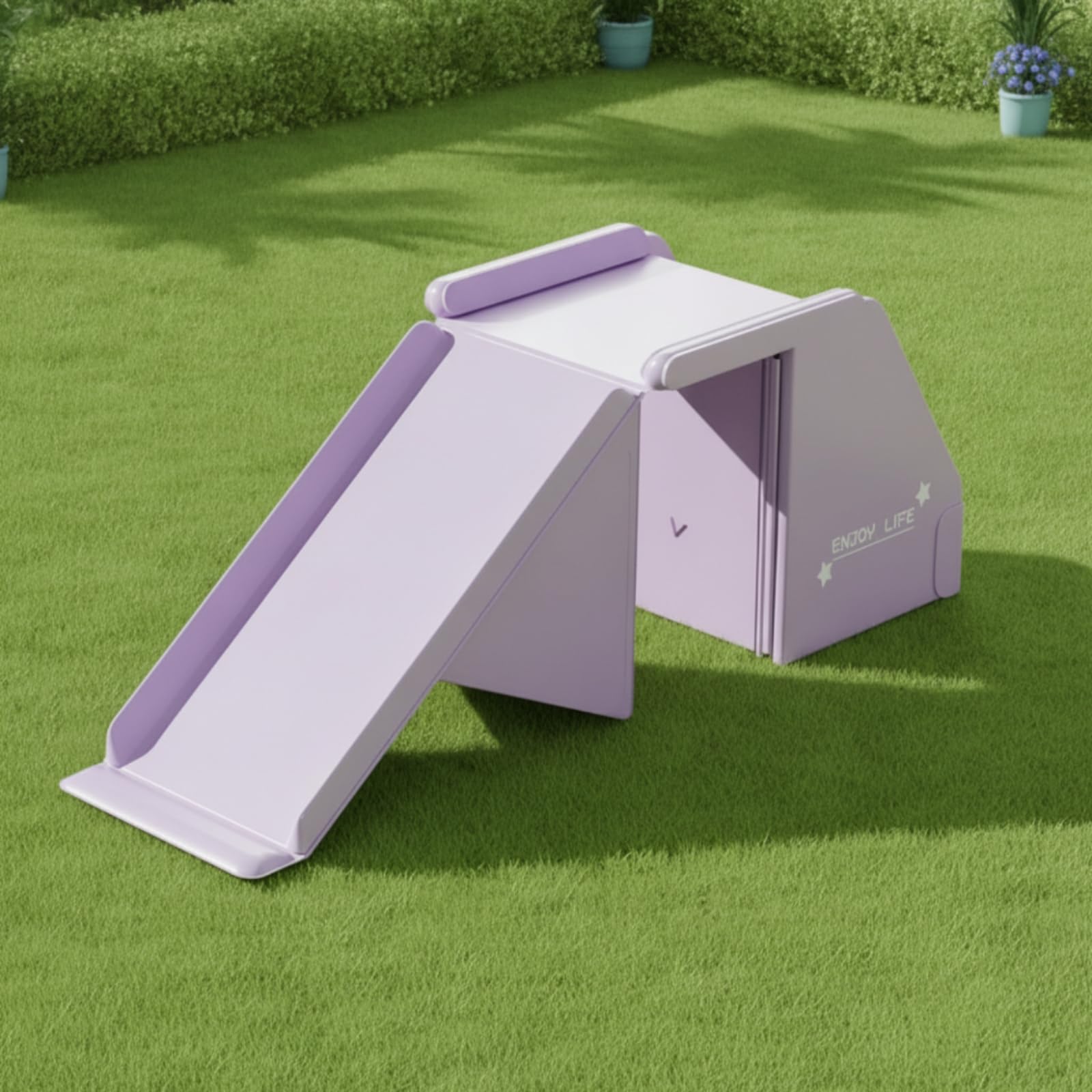Kinder Rutsche Kinder Slide Spielzeug Rutschbahn Sportgerät Spiellandschaft aus PVC mit Kompakter Bauweise Und Stabilen Standfüßen für Garten Terrasse Balkon, Trauben-Milchshake-Lila