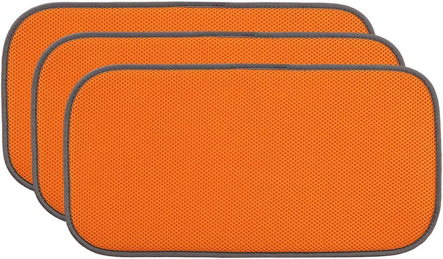 Jovilife Dish Drying Mat small, 3 Pack 9x18 inch,dish mat drying kitchen, Microfiber Absorbent Washable,(3Pcs Orange)