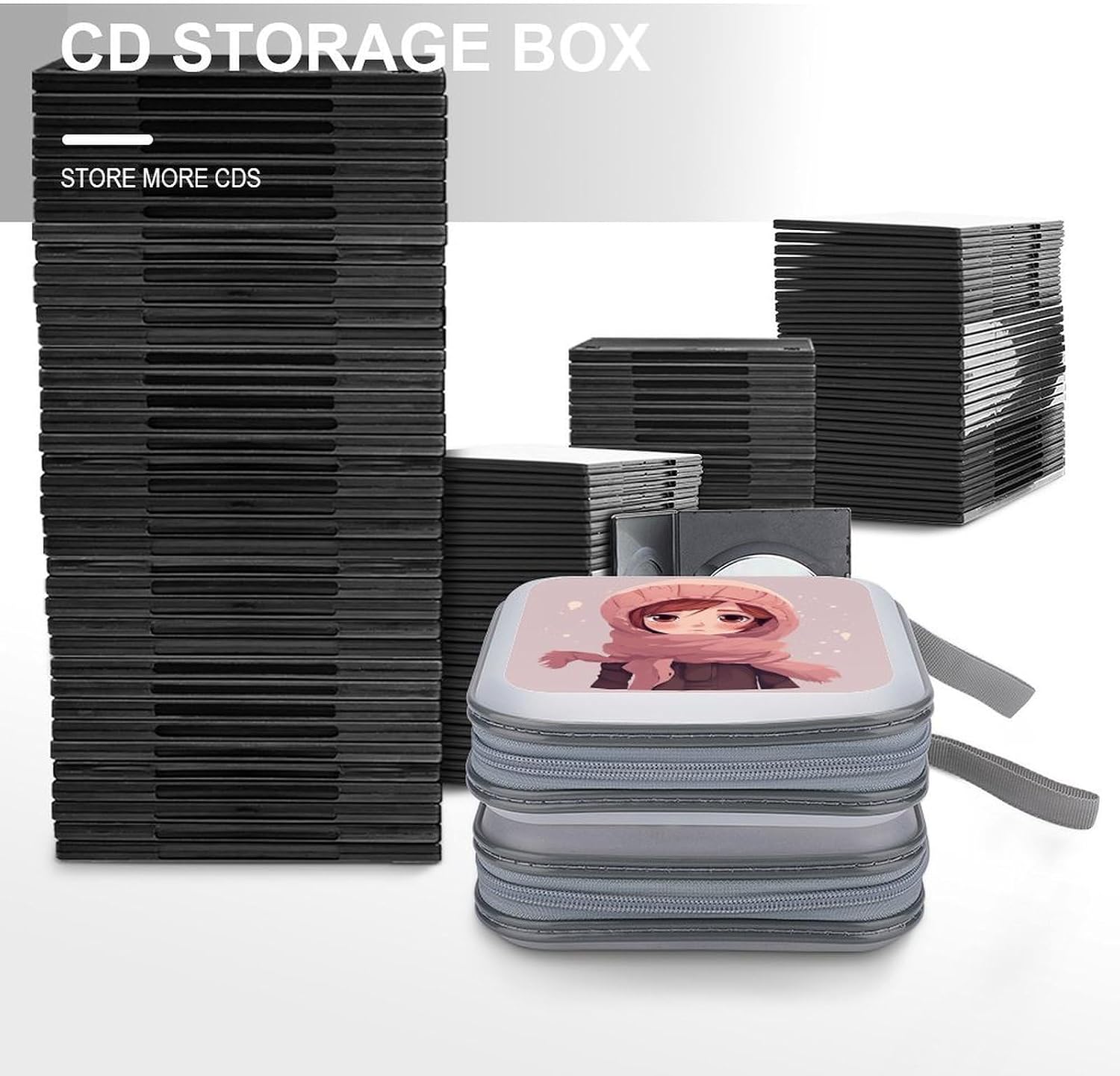 Girl with Scarf CD Case CD Storage Box DVD Sleeves