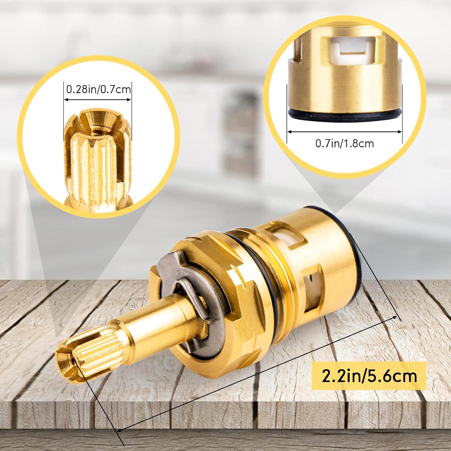 2 Pack Faucet Cartridge for American Standard 994053-0070a or 994053-0070a/H Bath & Kitchen Faucet Replacement Valve Cartridge, 4Z-24H Hot and Cold Replacement Stem, Brass