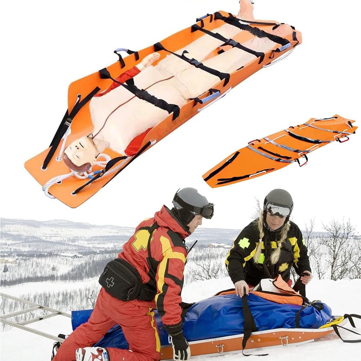 Emergency Rescue Stretcher – Lightweight Portable Folding Scoop Stretcher for Medical and Fire Rescue, Supports Up to 159kg/350LB, Ideal for Ambulance Use