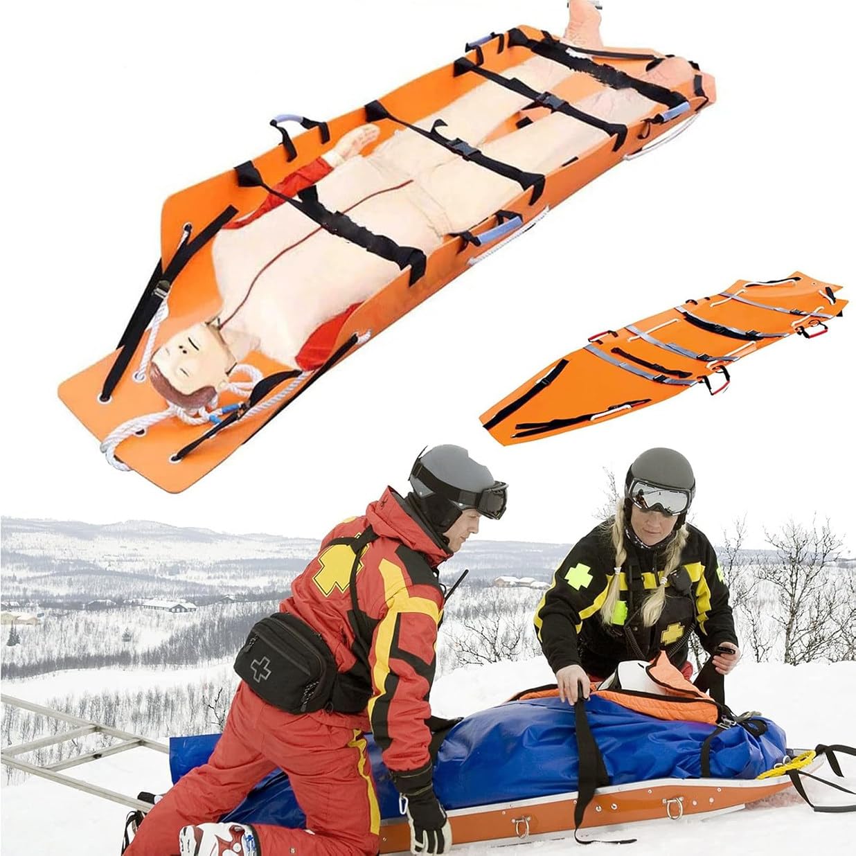 GYQSSD Foldable Rescue Stretcher, Lightweight Emergency Folding Stretcher, Portable Foldable Scoop Stretcher, for Medical Emergency Rescue, Ambulance, Fire Rescue, Max.159kg/350LB