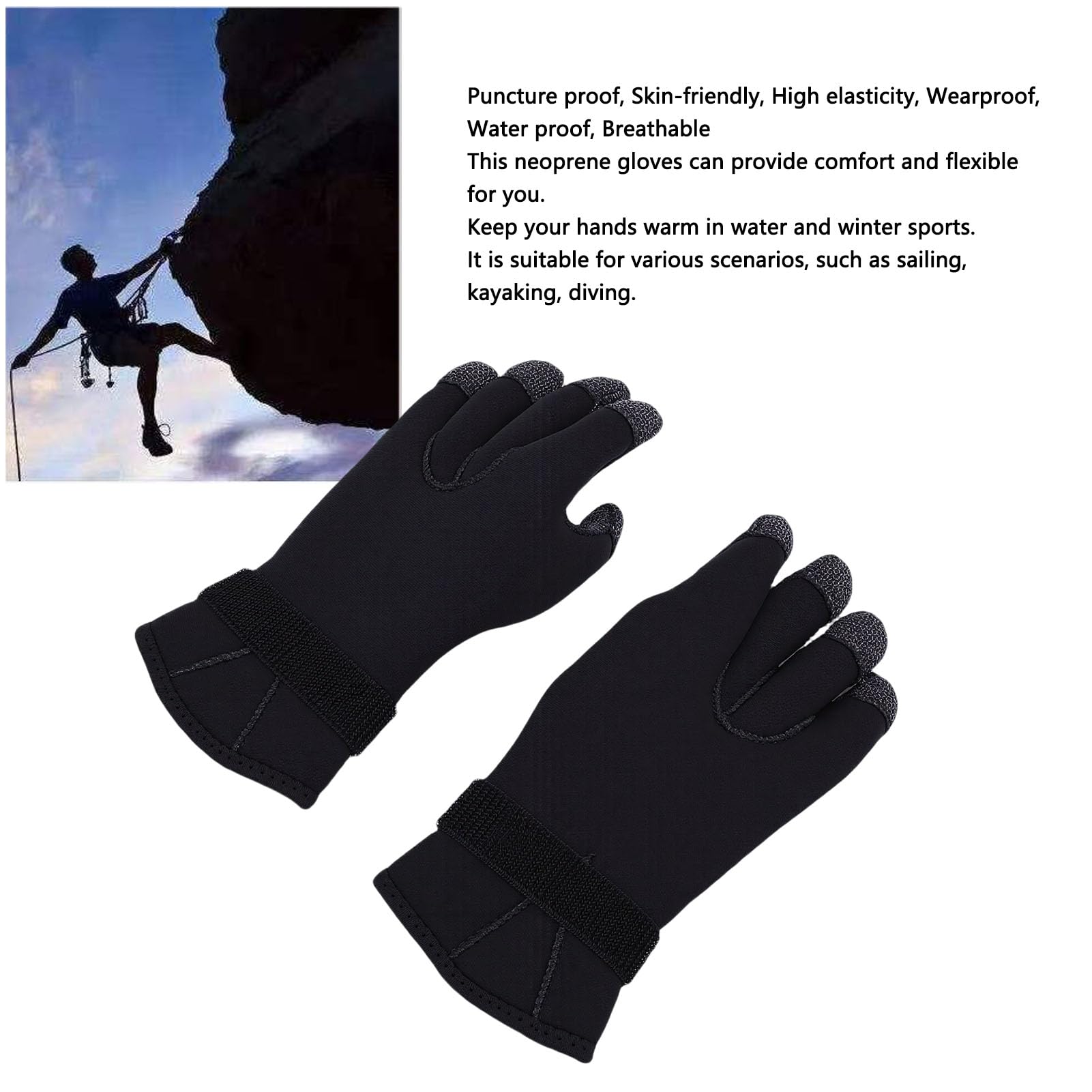 1 Paio di Guanti da Immersione in Neoprene da 5 Mm Guanti da Immersione Termici Antiabrasione e Resistenti Al taglio. Vestibilità Comoda (L)