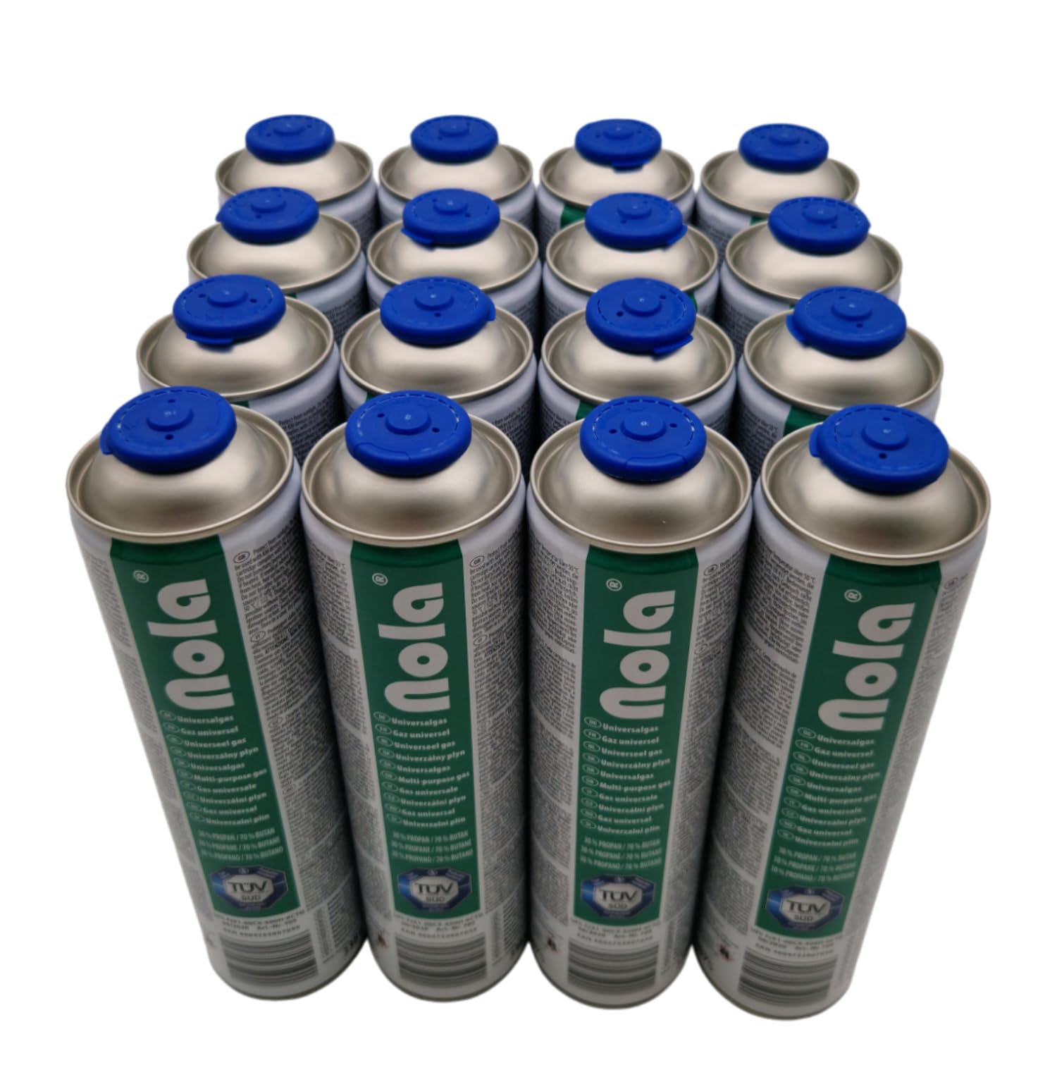 NOLA 4X 600ml (338g) Universalgas Gaskartuschen – 70% Butan / 30% Propan – Schraubventil EN417 – Campinggas für Unkrautbrenner, Lötbrenner, Gaskocher, Gasgrill & Outdoor-Einsatz – Made in EU