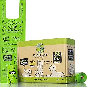 PLANET POOP Home Compostable Dog Poo Bags Extra-long with Handles 240 ...