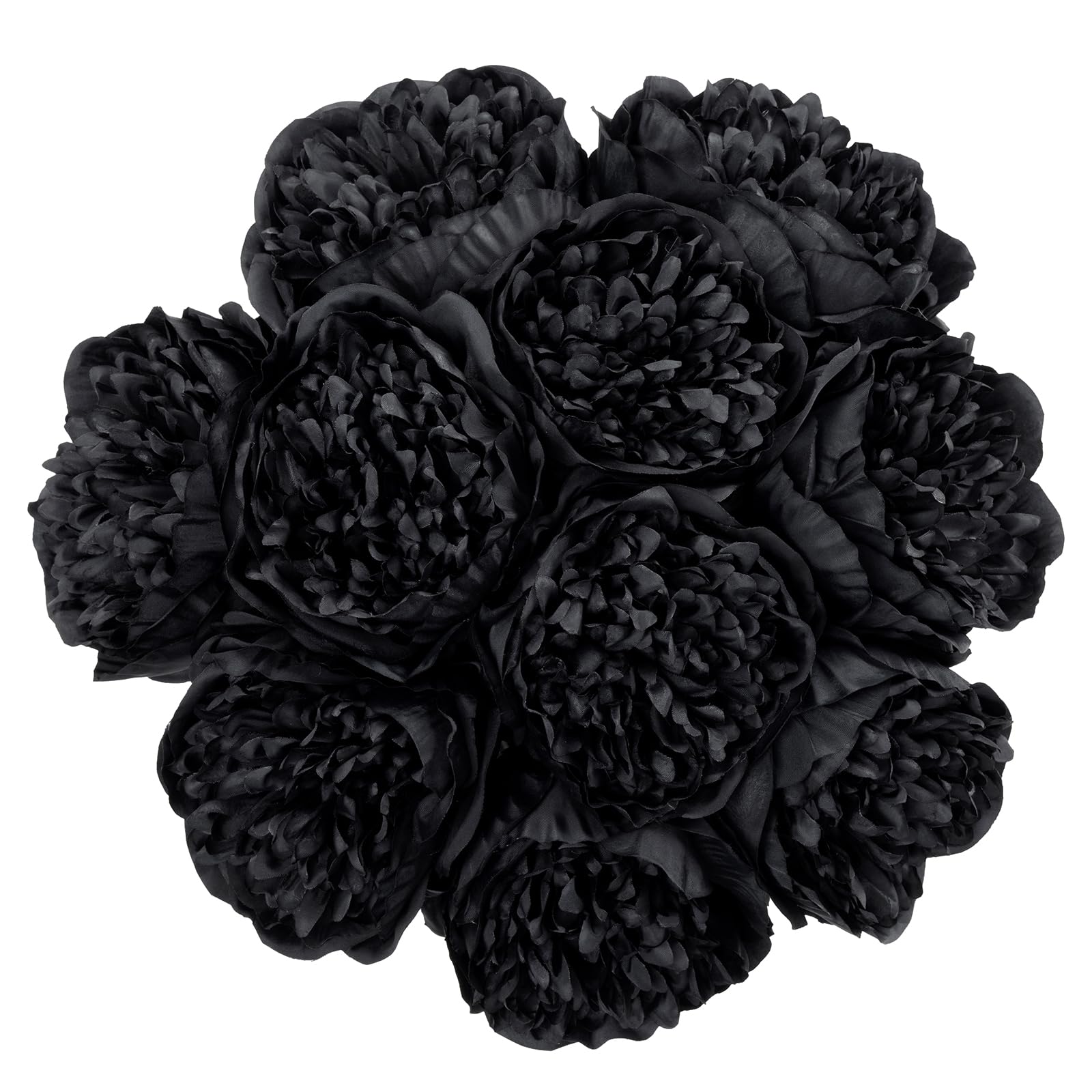 U'Artlines 10 Heads Artificial Peony Silk Flower Leaf Home Office Wedding Party Festival Bar Decor (Black)