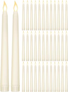 Funtery 48 Pcs Flameless LED Taper Candles,Ivory,8",Compact Style | Battery Operated Candles Bulk Realistic LED Candlesticks Flickering Fake Candle for Wedding Church Party Home Decor