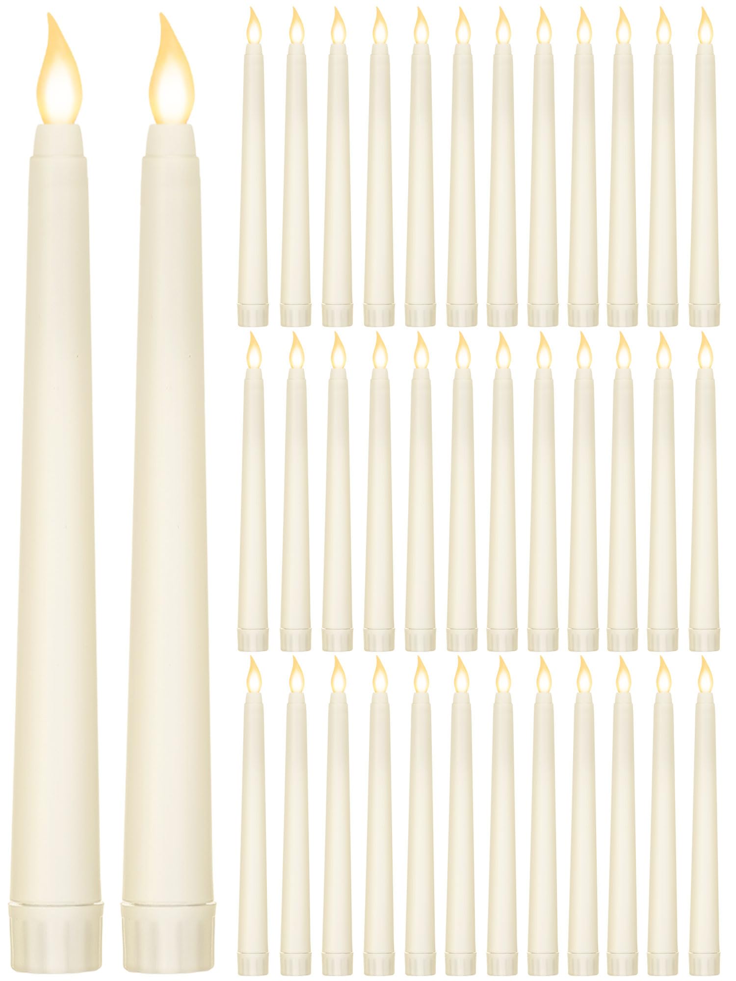 Funtery 48 Pcs Flameless LED Taper Candles,Ivory,8",Compact Style