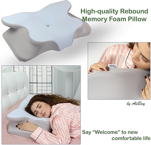 Miniatura 4 de Almohada cervical para el cuello, la mejor almohada ergonómica de espuma viscoelástica sin olor con diseño de contorno para aliviar el dolor en