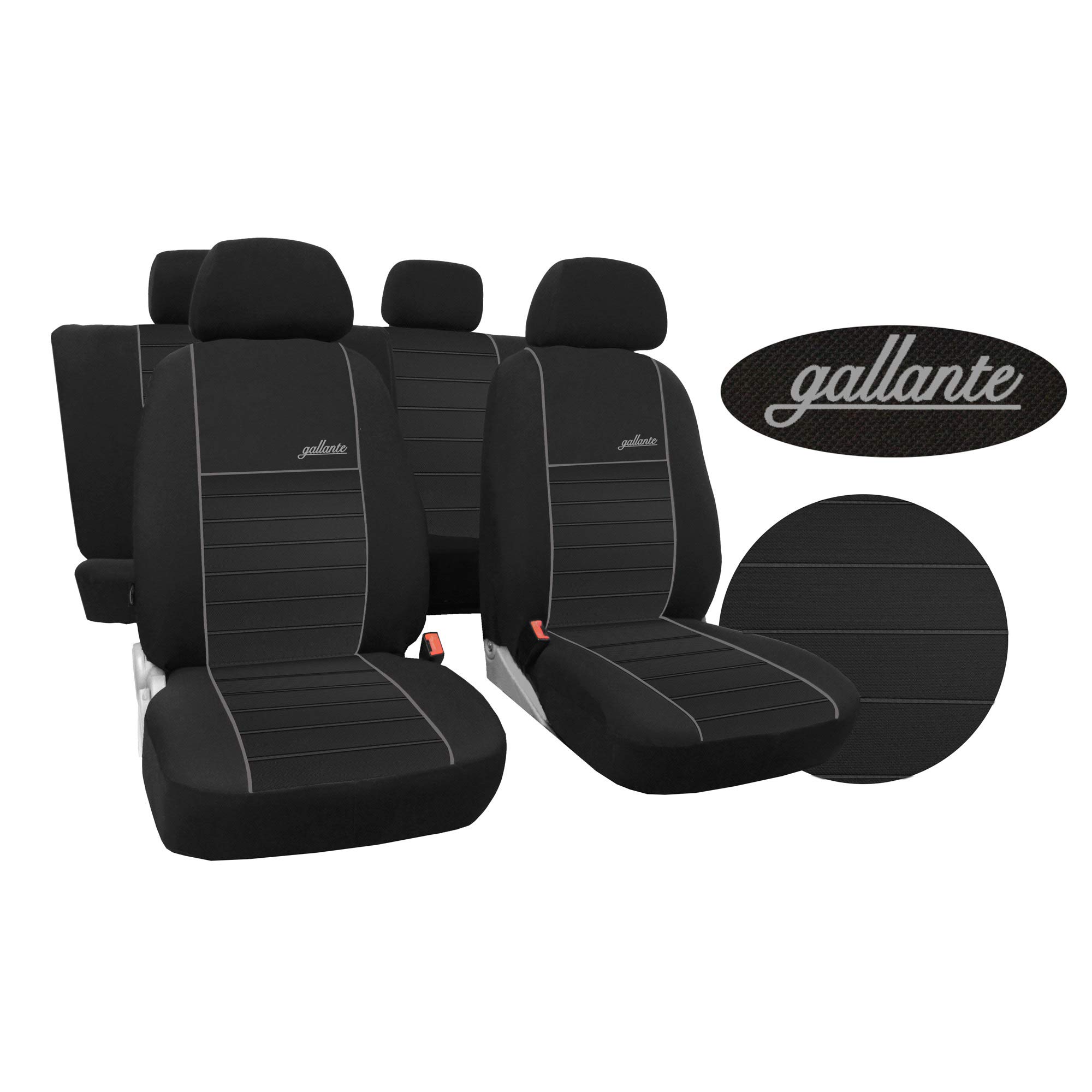 Poliéster Gris 7 Silla Fundas de Asiento para el Coche Cubiertas de Auto Delantero y Trasero Accerios Interiores Protector