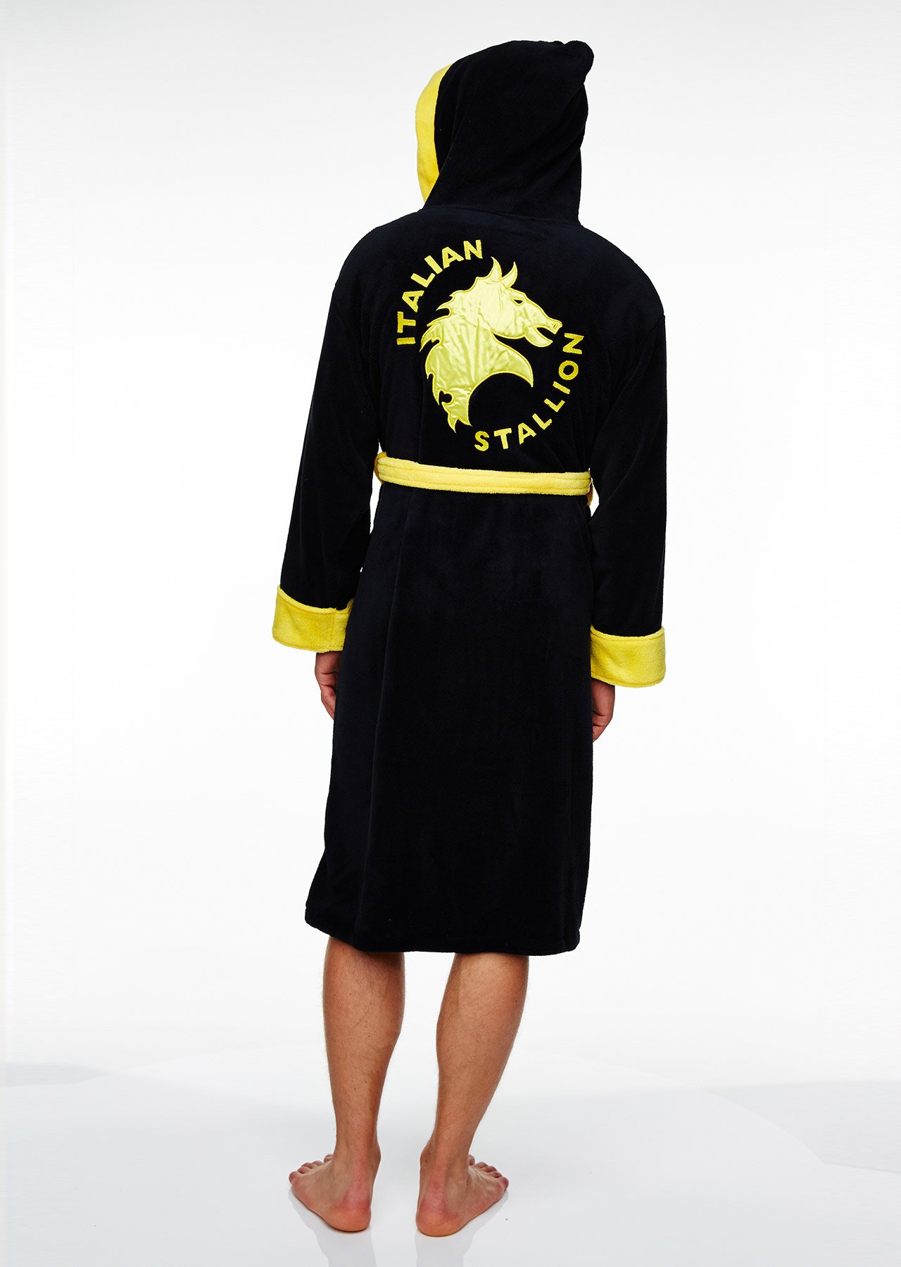 Ukonic Rocky Black With Yellow Stitching Adult Bathrobe