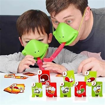 Tongue Shooting Game, Tongue Mask Game, Frog Mask with Blow Multiplayer Party Insect Cardboard Included (6pcs)