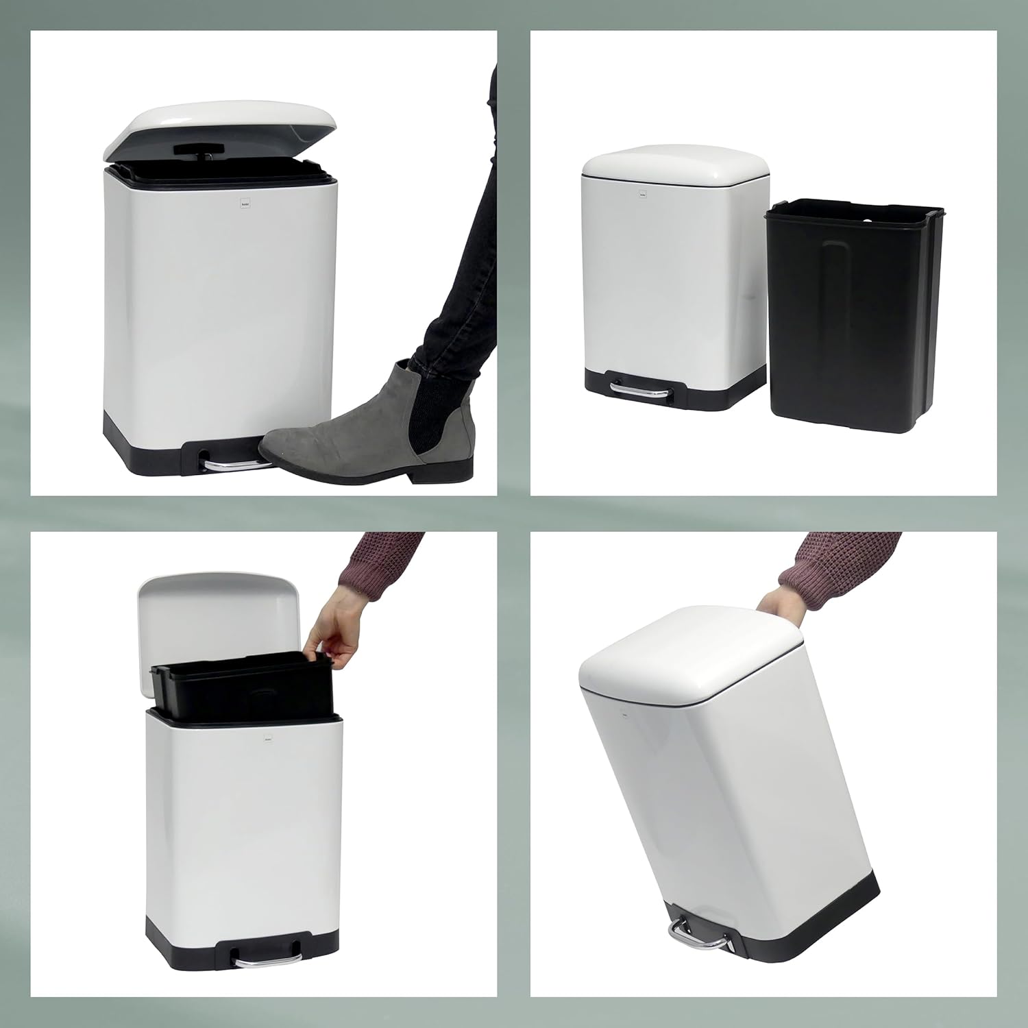 Kela Davino Cosmetic Bin, Stainless-Steel, White, 30 x 15 x 10 cm